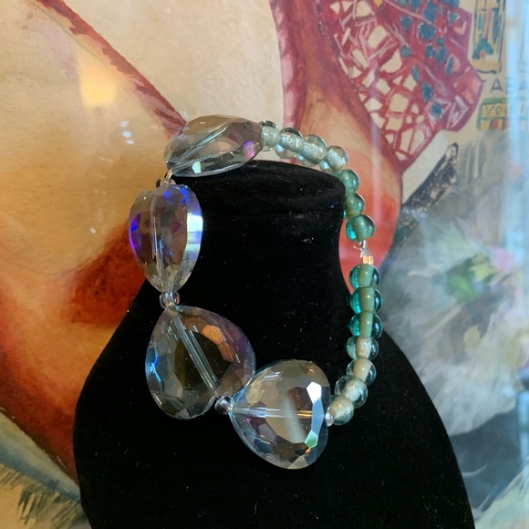 NEW SILVERITE - GLASS BEADS HANDCRAFTED BRACELET- shimmering- elegant - Picture 6 of 11